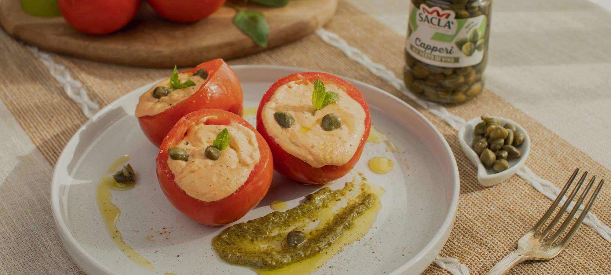 STUFFED TOMATOES WITH TUNA &amp; SACLÀ WINE VINEGAR CAPERS